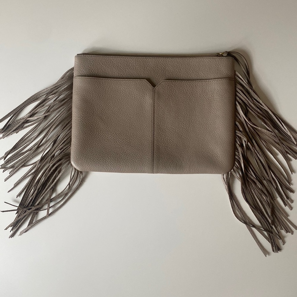 Jcrew Fringe Grey Clutch